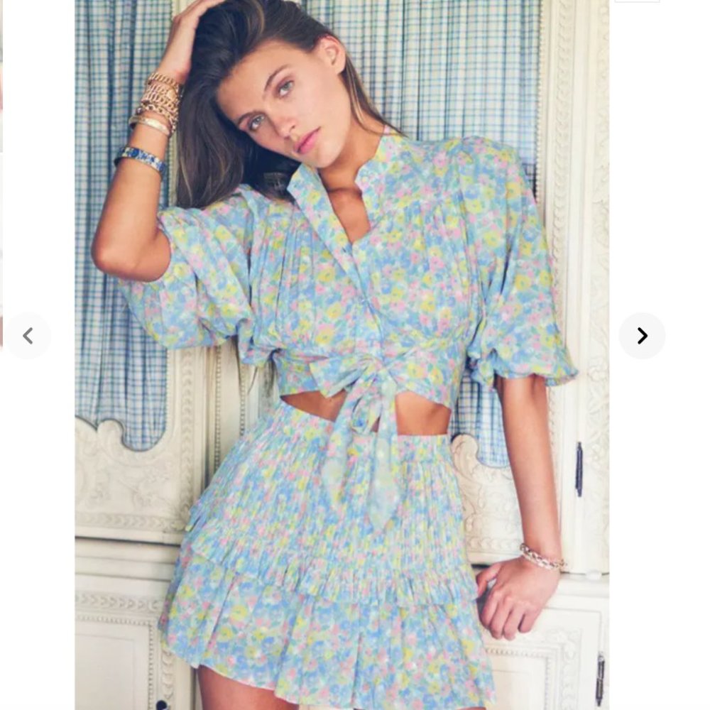 Like new Loveshackfancy Triste Crop Top and Ignacia Skirt in Rainbow Blast